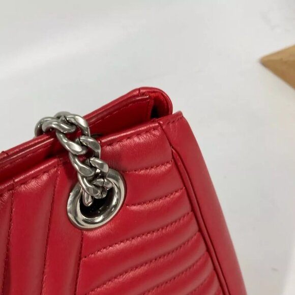 LOUIS VUITTON M51497 New Wave Chain tote Double Chain Shoulder Bag Leather Red - Picture 6 of 16